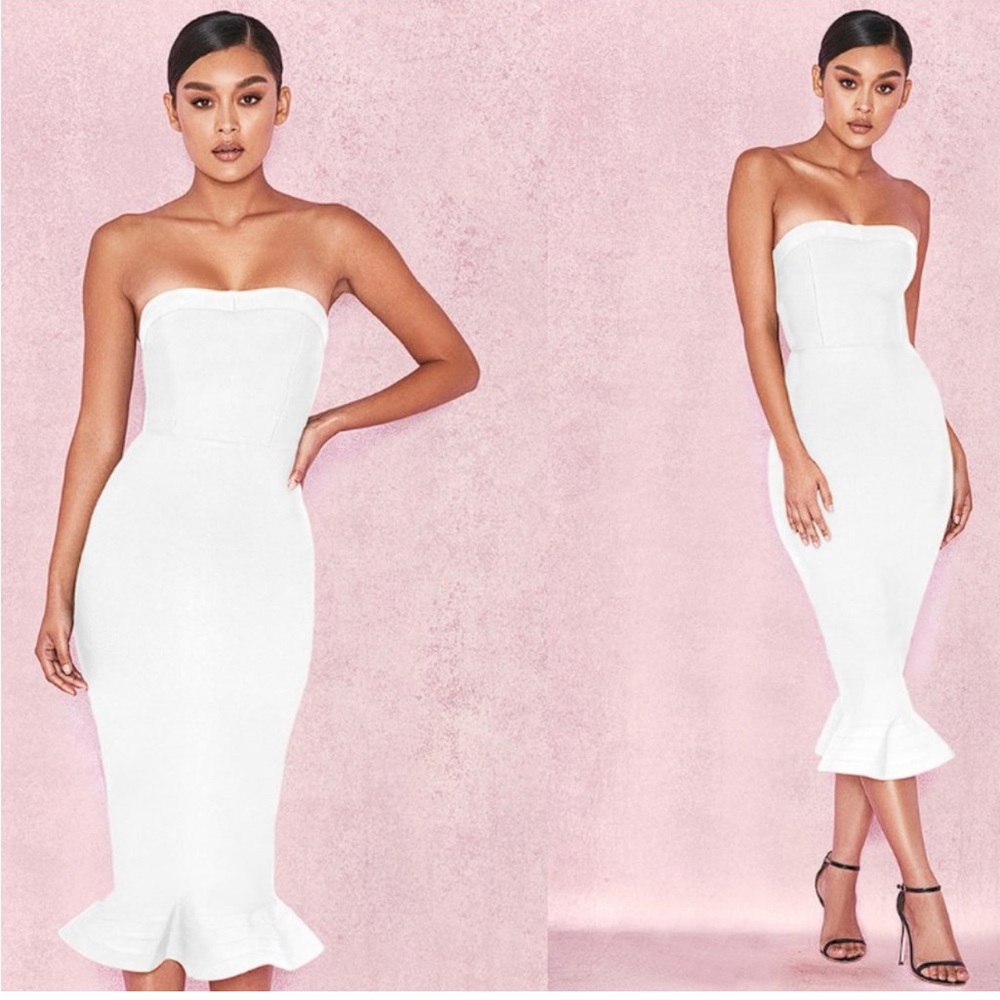 House of CB White Strapless Midi Dress - Picture 6 of 9